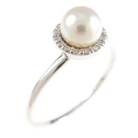 K18WG アコヤパールリング