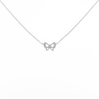 K18WG リボン ダイヤモンドネックレス