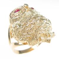 K18YG フクロウ ルビーリング