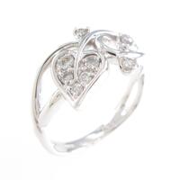 K18WG リーフ ダイヤモンドリング