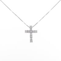 K18WG クローバー ダイヤモンドネックレス