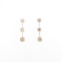 K18PG スリーストーン ダイヤモンドピアス