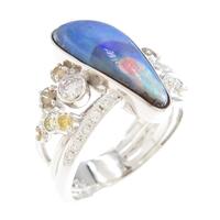 K18WG ボルダーオパールリング