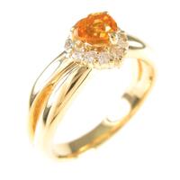 K18YG ハート シトリンリング