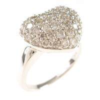 K18WG パヴェ ハート ダイヤモンドリング