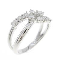 K18WG フラワー ダイヤモンドリング