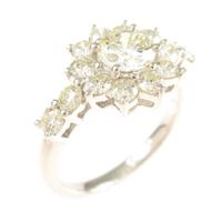 K18WG フラワー ダイヤモンドリング