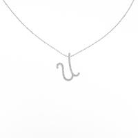 K18WG イニシャルU ダイヤモンドネックレス