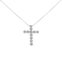 K18WG クロス ダイヤモンドネックレス
