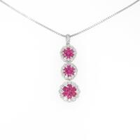 K18WG フラワー ルビーネックレス