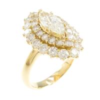K18YG ダイヤモンドリング 1．069ct・I・SI2・マーキスカット