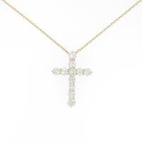 K18YG クロス ダイヤモンドネックレス