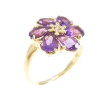 K18YG フラワー アメジストリング