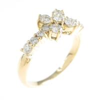 K18YG フラワー ダイヤモンドリング