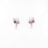 K18WG カラーストーンピアス