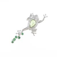 K18WG フロッグ カラーストーンブローチ