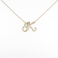K18YG イニシャルK ダイヤモンドネックレス