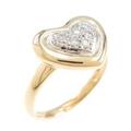 K18YG／PT ハート ダイヤモンドリング
