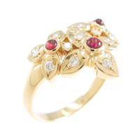 K18YG フラワー ルビーリング