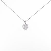 K18WG フラワー ダイヤモンドネックレス