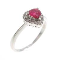 K18WG ハート ルビーリング