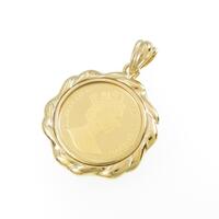K18YG（枠） コイン ダイヤモンドペンダント