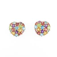 K18YG ハート カラーストーンピアス
