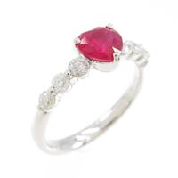 K18WG ハート ルビーリング