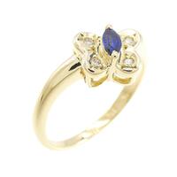 750YG バタフライ サファイヤ リング 0.10CT