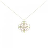 K10YG フラワー カラーストーン ネックレス