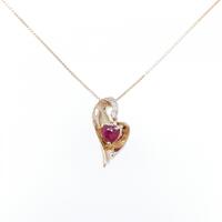 K18PG ハート ルビー ネックレス 0.59CT