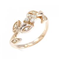 K18PG フラワー ダイヤモンド リング 0.13CT