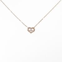 K18PG フラワー×ハート ダイヤモンド ネックレス 0.04CT