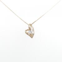 K18PG/750PG ハート ダイヤモンド ネックレス 0.10CT