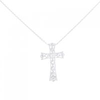 K18WG クロス ダイヤモンド ネックレス 0.20CT