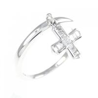 K18WG クロス ダイヤモンド リング 0.12CT