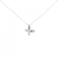 K18WG バタフライ カラーストーン ネックレス