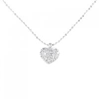K18WG パヴェ ハート ダイヤモンド ネックレス 0.10CT