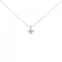 K18WG フラワー ダイヤモンド ネックレス 0.20CT