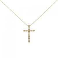 K18YG クロス ダイヤモンド ネックレス 0.08CT