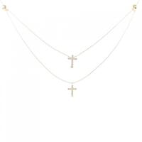 K18YG クロス ダイヤモンド ネックレス 0.3CT