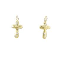 K18YG クロス ダイヤモンド ピアス 0.10CT