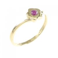 K18YG フラワー ルビー リング 0.10CT