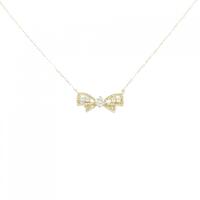K18YG リボン ダイヤモンド ネックレス 0.10CT
