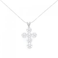 PT/K18WG クロス ダイヤモンド ネックレス 1.50CT