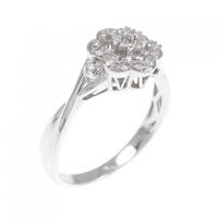 K18WG フラワー ダイヤモンド リング 0.14CT