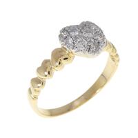 K18YG/PT ハート ダイヤモンド リング