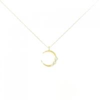 K18YG ムーン ダイヤモンド ネックレス 0.05CT