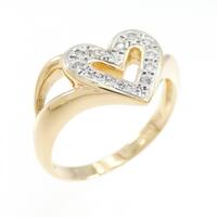 K18YG/PT ハート ダイヤモンド リング 0.07CT