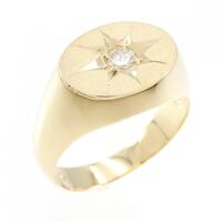 K18YG 印台 ダイヤモンド リング 0.12CT